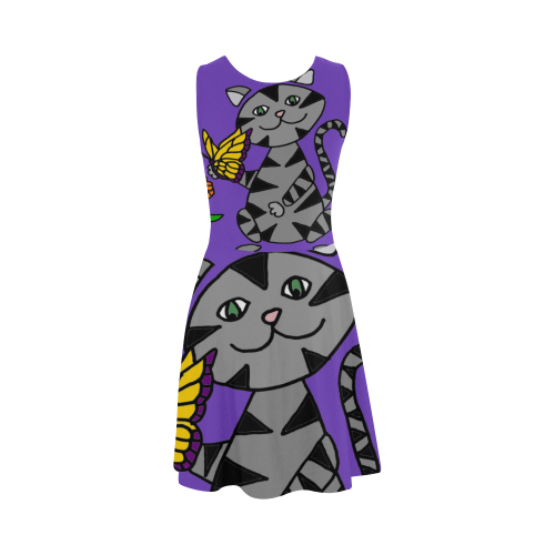 Funny Gray Tiger Cat with Butterfly Atalanta Sundress (Model D04)