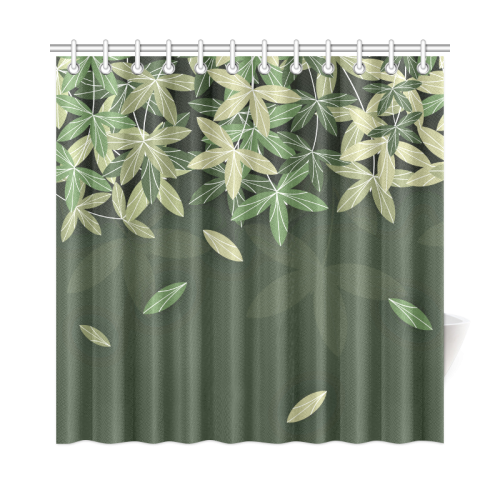 SCATTERED gREEN lEAVES on Dk Green Backgrou Shower Curtain 72"x72"