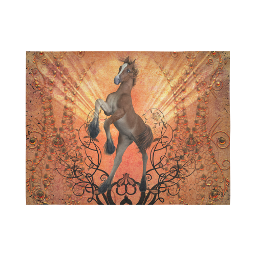 Awesome, cute foal with floral elements Cotton Linen Wall Tapestry 80"x 60"