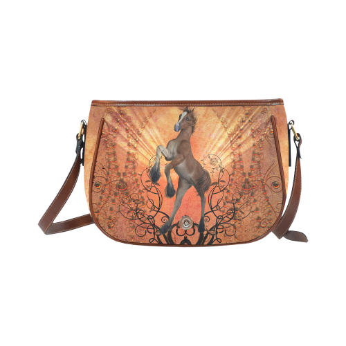 Awesome, cute foal with floral elements Saddle Bag/Large (Model 1649)