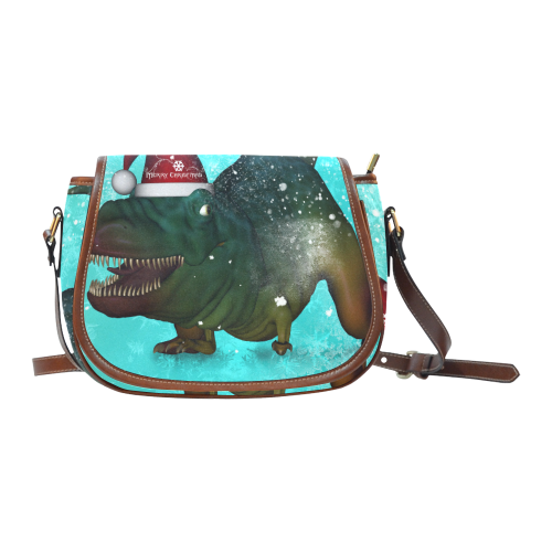 Christmas time, funny dinosaur Saddle Bag/Small (Model 1649) Full Customization