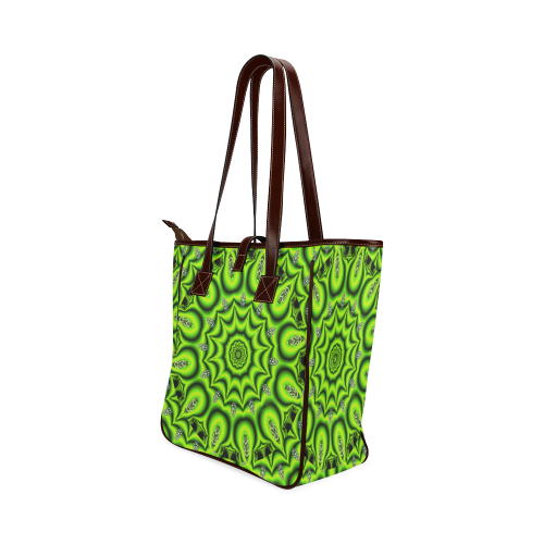 Spring Lime Green Garden Mandala, Abstract Spirals Classic Tote Bag (Model 1644)