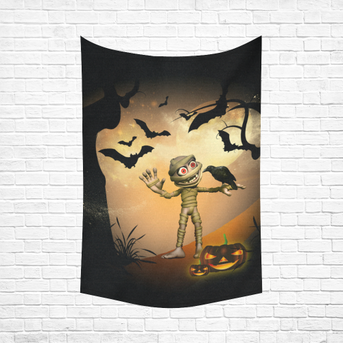 Funny mummy with crow Cotton Linen Wall Tapestry 60"x 90"