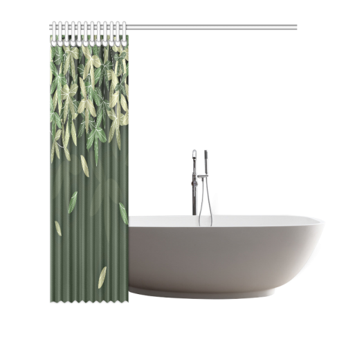 SCATTERED gREEN lEAVES on Dk Green Backgrou Shower Curtain 72"x72"