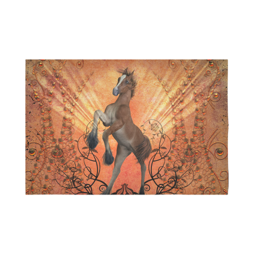 Awesome, cute foal with floral elements Cotton Linen Wall Tapestry 90"x 60"