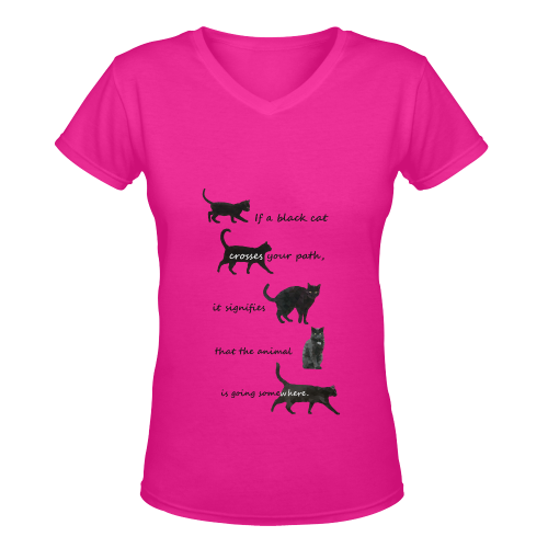 Black cat crosses your path Women's Deep V-neck T-shirt (Model T19)