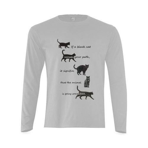 Black cat crosses your path Sunny Men's T-shirt (long-sleeve) (Model T08)