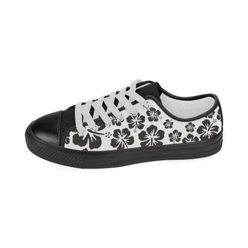 HIBISCUS aloha blossoms garland black Women's Classic Canvas Shoes (Model 018)