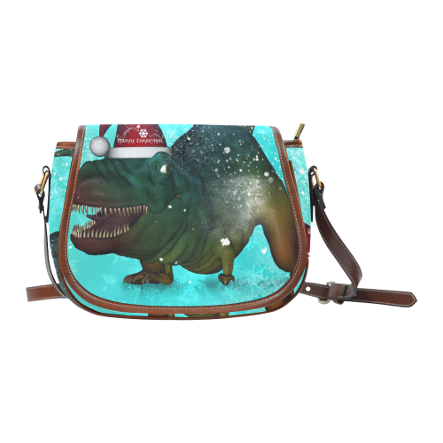 Christmas time, funny dinosaur Saddle Bag/Large (Model 1649)