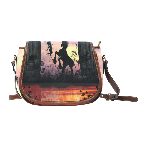 Wonderful fairy with foal in the sunset Saddle Bag/Large (Model 1649)
