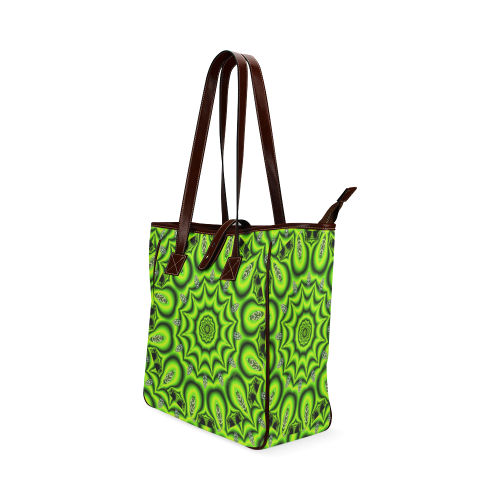 Spring Lime Green Garden Mandala, Abstract Spirals Classic Tote Bag (Model 1644)