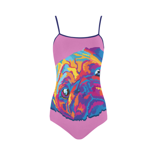 pop art pug Strap Swimsuit ( Model S05)