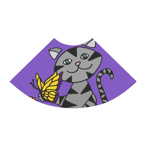 Funny Gray Tiger Cat with Butterfly Atalanta Sundress (Model D04)