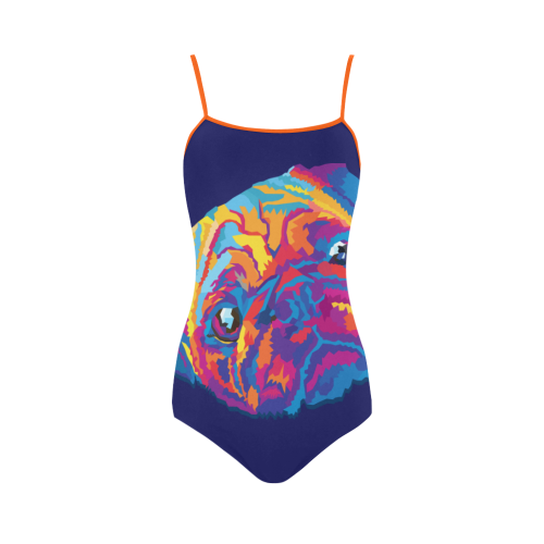 pop art pug Strap Swimsuit ( Model S05)