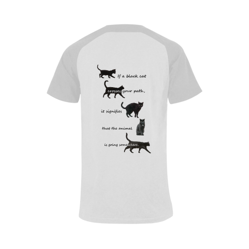 Black cat crosses your path Men's Raglan T-shirt Big Size (USA Size) (Model T11)