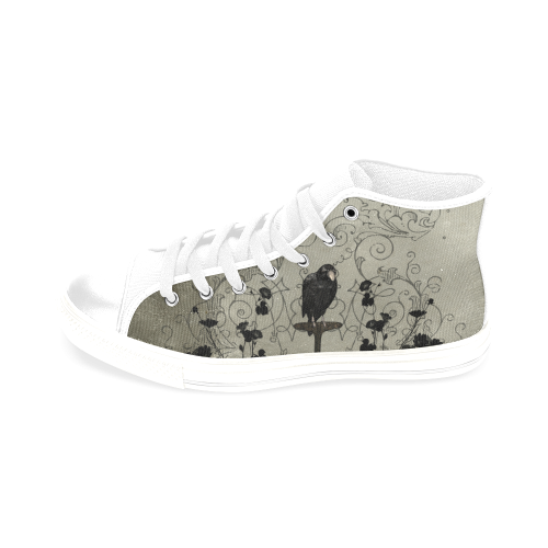 Crow with flowers on vintage background Men’s Classic High Top Canvas Shoes /Large Size (Model 017)