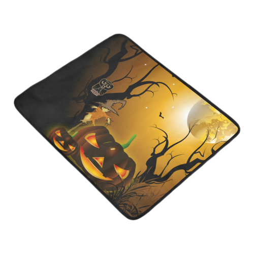 Halloween, Funny scarecrow with punpkin Beach Mat 78"x 60"