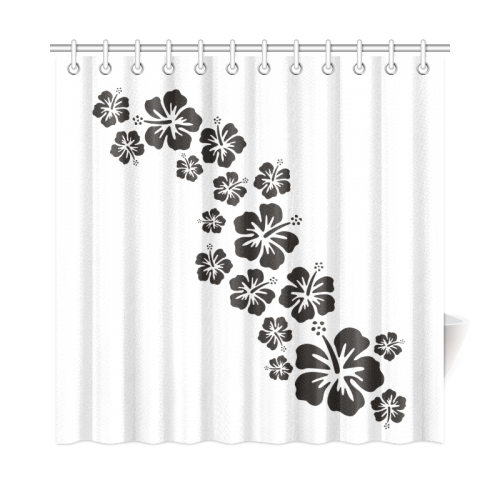 HIBISCUS aloha blossoms garland black Shower Curtain 72"x72"