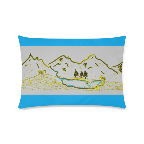 house by the lake in the mountains Custom Rectangle Pillow Case 16"x24" (one side)