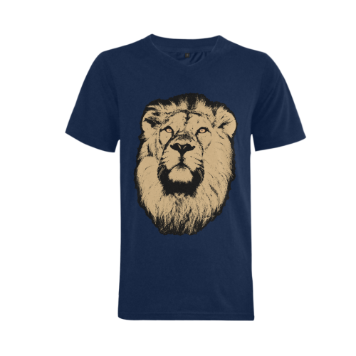 LION Men's V-Neck T-shirt (USA Size) (Model T10)