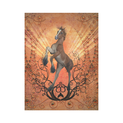 Awesome, cute foal with floral elements Cotton Linen Wall Tapestry 60"x 80"