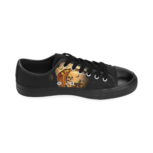 Funny halloween design with skull and pumpkin Men's Classic Canvas Shoes/Large Size (Model 018)