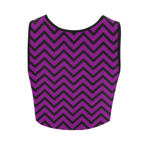 Black and Purple Chevron Women's Crop Top (Model T42)