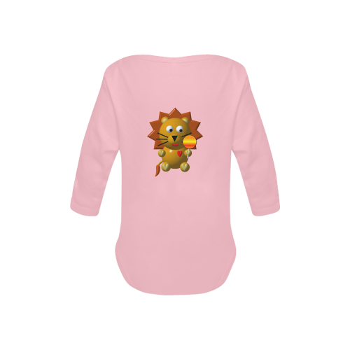 Cute Critters With Heart: Lion With A Lollipop - Pink Baby Powder Organic Long Sleeve One Piece (Model T27)