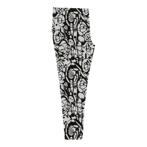 Crazy Spiral Shapes Pattern - Black White Cassandra Women's Leggings (Model L01)