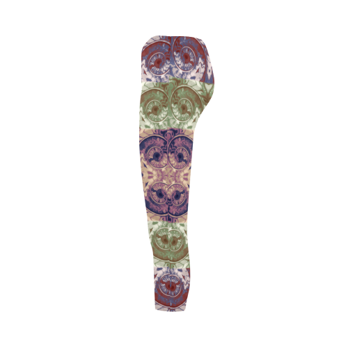 Snails Spirals Mosaic Grunge Pattern Capri Legging (Model L02)