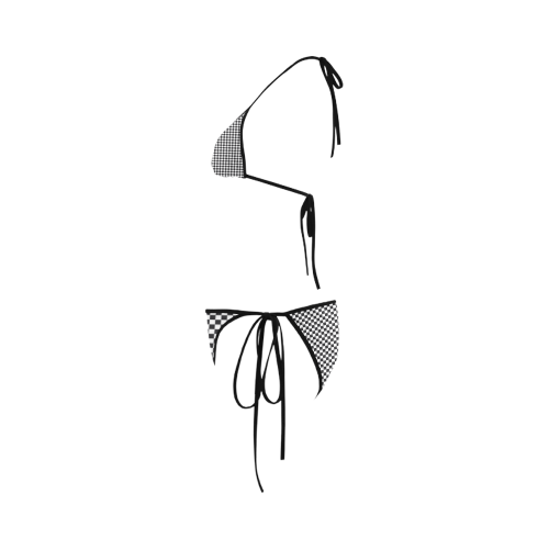 RACING / CHESS SQUARES pattern - black Custom Bikini Swimsuit