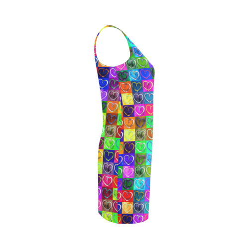 Lovely Hearts Mosaic Pattern - Grunge Colored Medea Vest Dress (Model D06)