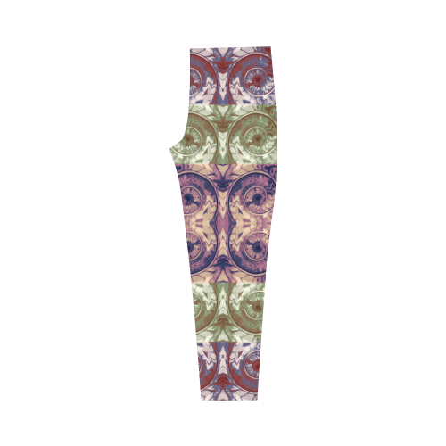 Snails Spirals Mosaic Grunge Pattern Capri Legging (Model L02)
