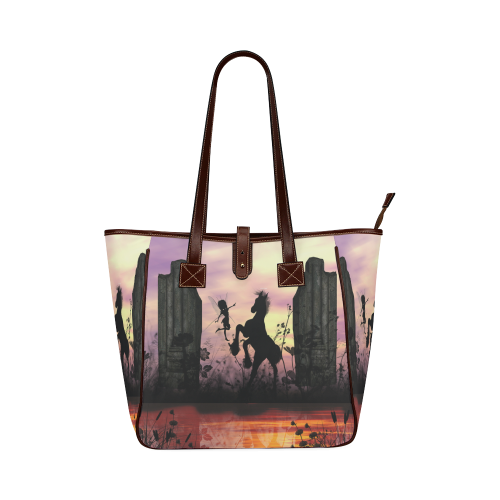 Wonderful fairy with foal in the sunset Classic Tote Bag (Model 1644)