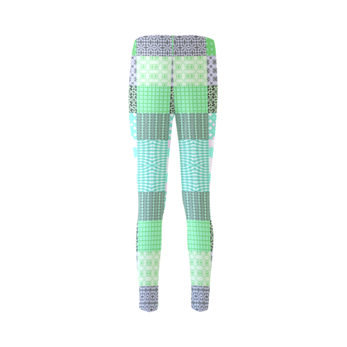 Shapes Pattern Mix - Green Cyan Cassandra Women's Leggings (Model L01)