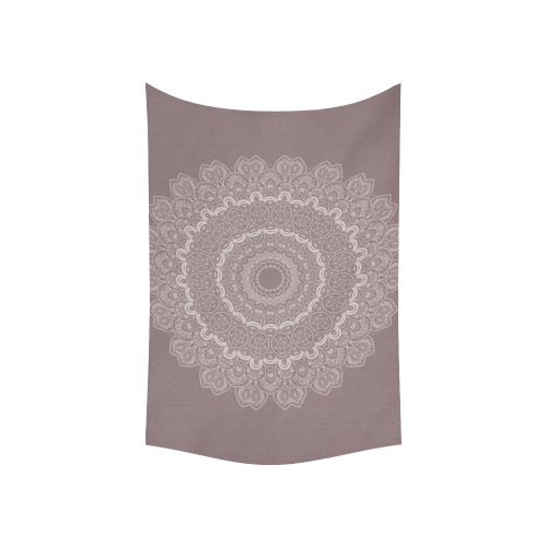 Mandala in pink and mauve Cotton Linen Wall Tapestry 60"x 40"