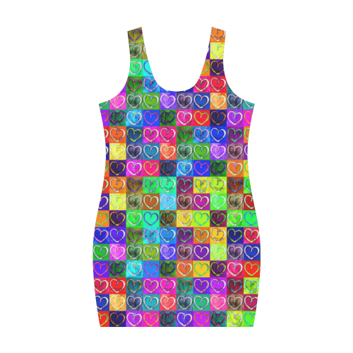 Lovely Hearts Mosaic Pattern - Grunge Colored Medea Vest Dress (Model D06)