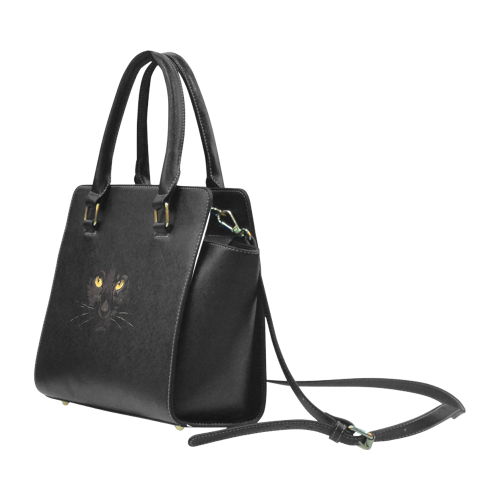Black Cat Studded Handbag Rivet Shoulder Handbag (Model 1645)