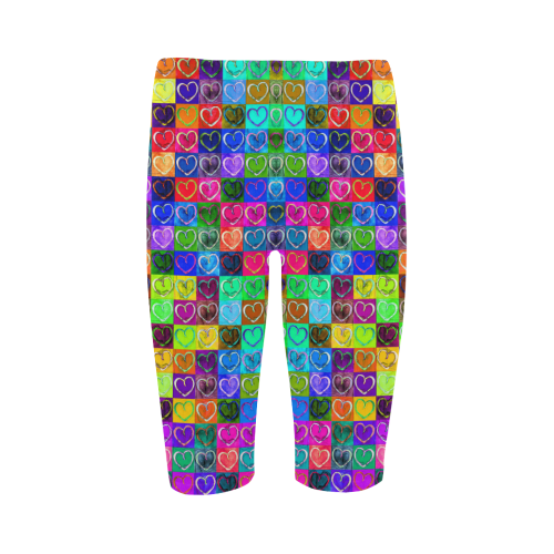 Lovely Hearts Mosaic Pattern - Grunge Colored Hestia Cropped Leggings (Model L03)