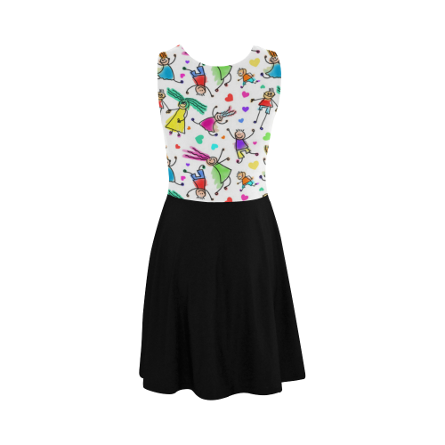 Multicolored HAPPY PEOPLE Line Drawing Atalanta Sundress (Model D04)