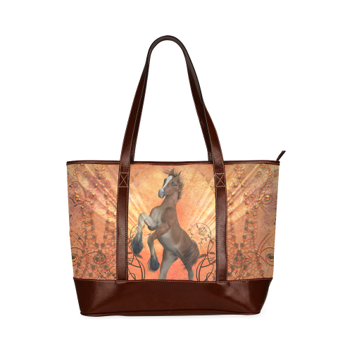 Awesome, cute foal with floral elements Tote Handbag (Model 1642)