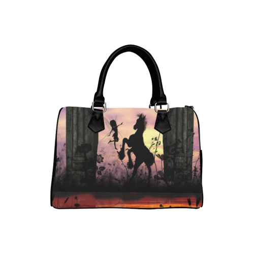 Wonderful fairy with foal in the sunset Boston Handbag (Model 1621)