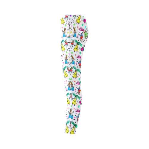 Multicolored HAPPY PEOPLE Line Drawing Cassandra Women's Leggings (Model L01)