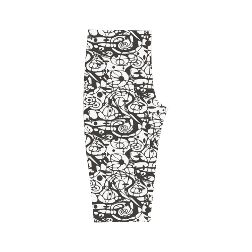 Crazy Spiral Shapes Pattern - Black White Hestia Cropped Leggings (Model L03)