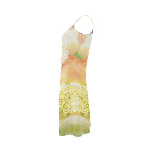 Watercolor LOTUS MANDALA Pattern - grunge style Alcestis Slip Dress (Model D05)