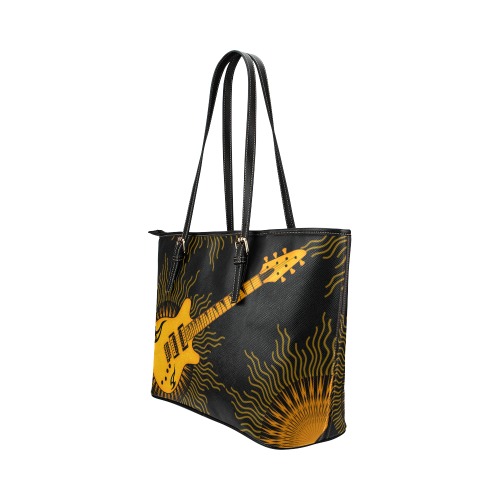 Tribal Sun Guitar by ArtformDesigns Leather Tote Bag/Small (Model 1651)