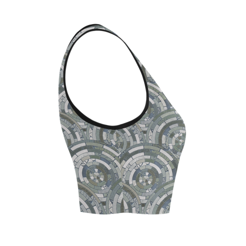 Stones Round Mosaic Pattern - grey Women's Crop Top (Model T42)