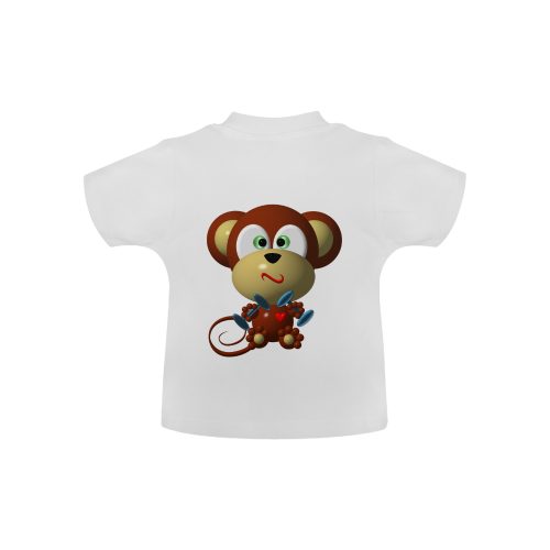 Cute Critters With Heart: Mystified Monkey - White Baby Classic T-Shirt (Model T30)