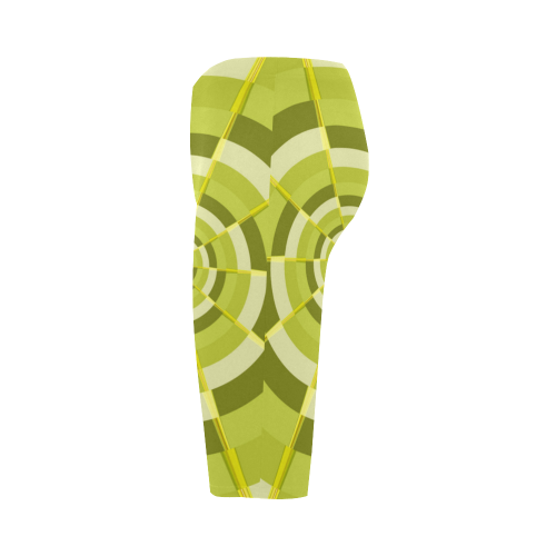Crazy Dart Green Gold Spiral Hestia Cropped Leggings (Model L03)