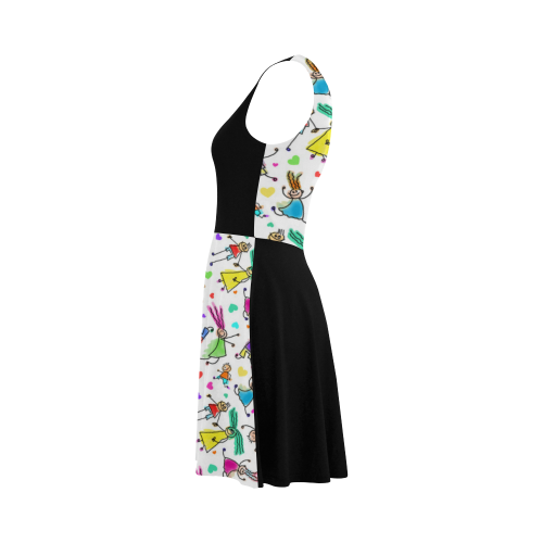 Multicolored HAPPY PEOPLE Line Drawing Atalanta Sundress (Model D04)